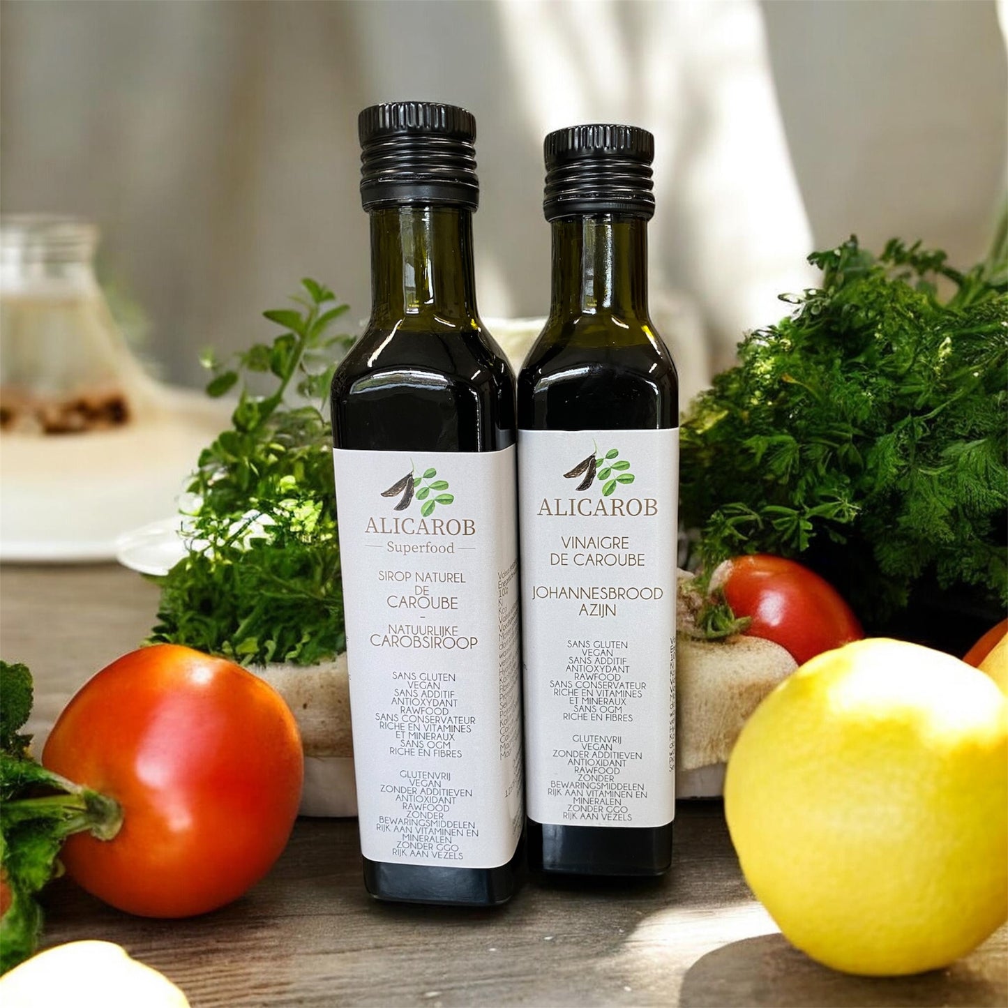 Pack découverte Duo caroube naturel – sirop & vinaigre pour une cuisine plus saine
